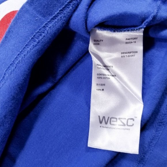 WESC Blue Vertical Spellout T-shirt, Skateboarding - Picture 5 of 7